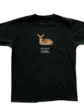 Gildan National Geographic "Oh Deer" Black Graphic Tee
